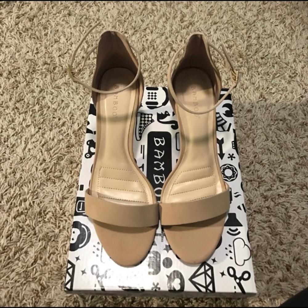 Nude strappy heels